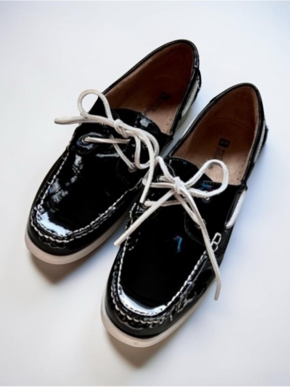 White Mountain Headsail Loafer Boat Deck Shoe Black Patent Leather Womens Sz 8.5